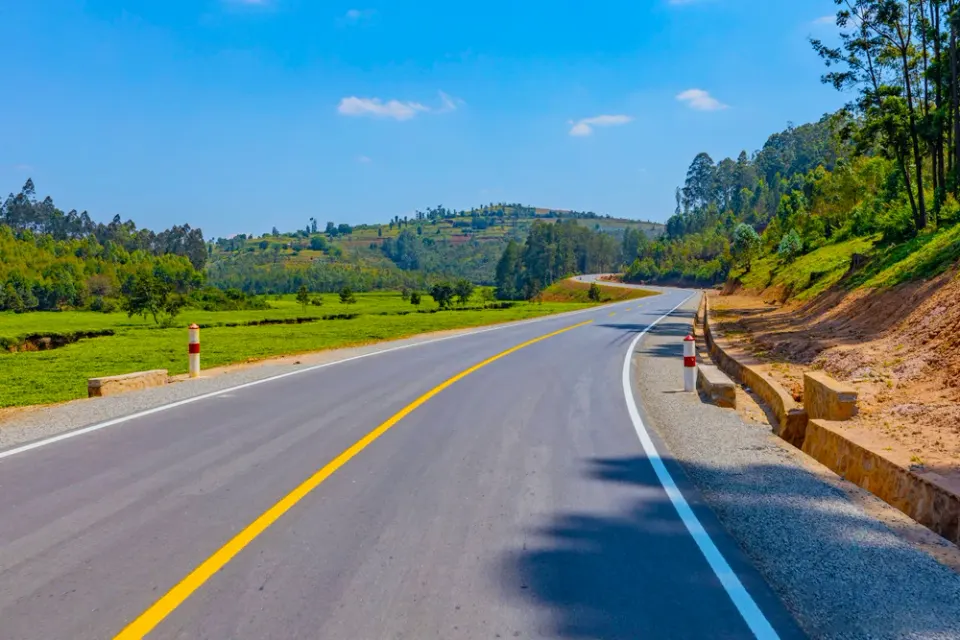 Road from Kigali to Kibeho through the hills of southern Rwanda