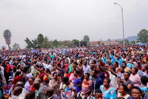 Cover photo for "More Than 100,000 Pilgrims Gather in Kibeho for Assumption Day", news from Kibeho, Rwanda